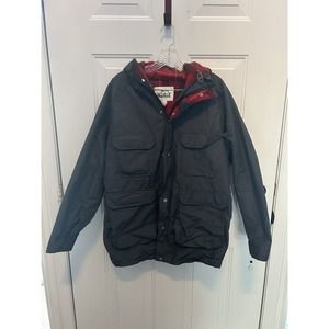 Woolrich Mens Hooded Jacket Nylon Wool‎ Flannel Lined Coat